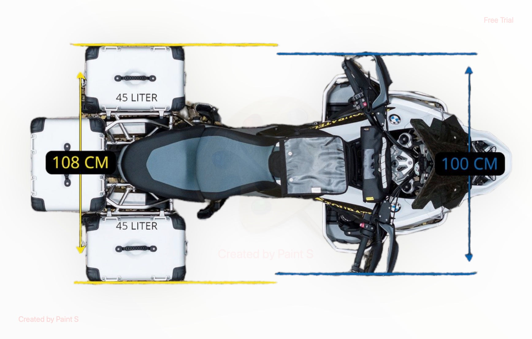 Curieux de connaître les dimensions de la R1300 GS avec valises latéra