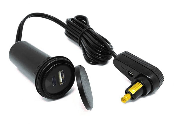 Touratech 01-030-0172-0 Touratech Din naar USB A en USB C 12v oplader 12v aansluiting