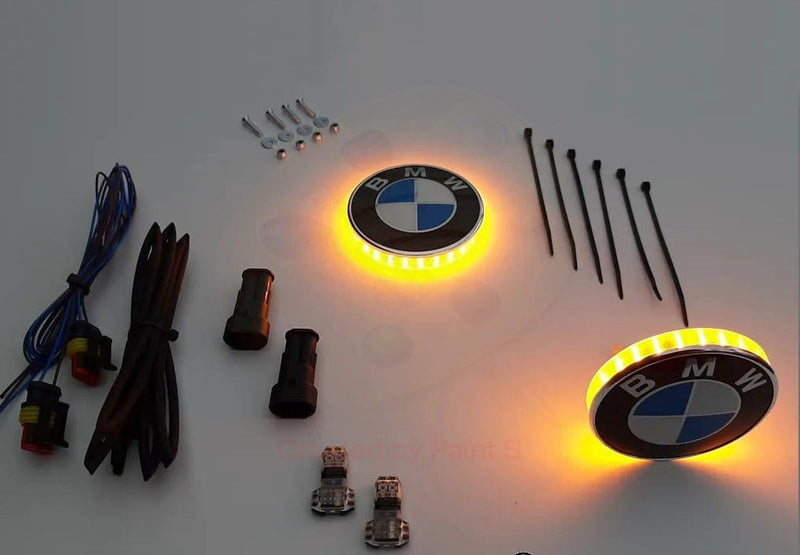 Blue Rider BMW embleem Led zijknipperlichten set 68mm met of zonder dagrijverlichting Embleem knipperlichten